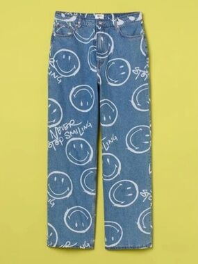 Smiley x H&M High Rise Wide Leg Jeans – SIZE 2